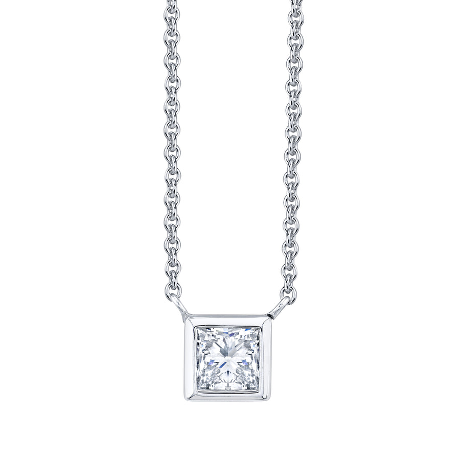 Princess Cut Diamond Necklace / Diamond Solitaire Necklace / Dainty Diamond  / Bridal Diamond Necklace / 14k White Gold Diamond Necklace - Etsy
